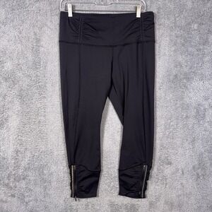 Lululemon Run Inspire Crop II Womens 10 Black Luxtreme Capri Tights Reflective